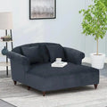Divanetto con chaise longue imbottito in tessuto color Antracite 66 con gambe in betulla
