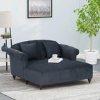 Divanetto con chaise longue imbottito in tessuto color Antracite 66 con gambe in betulla