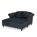 Divanetto con chaise longue imbottito in tessuto color Antracite 66 con gambe in betulla