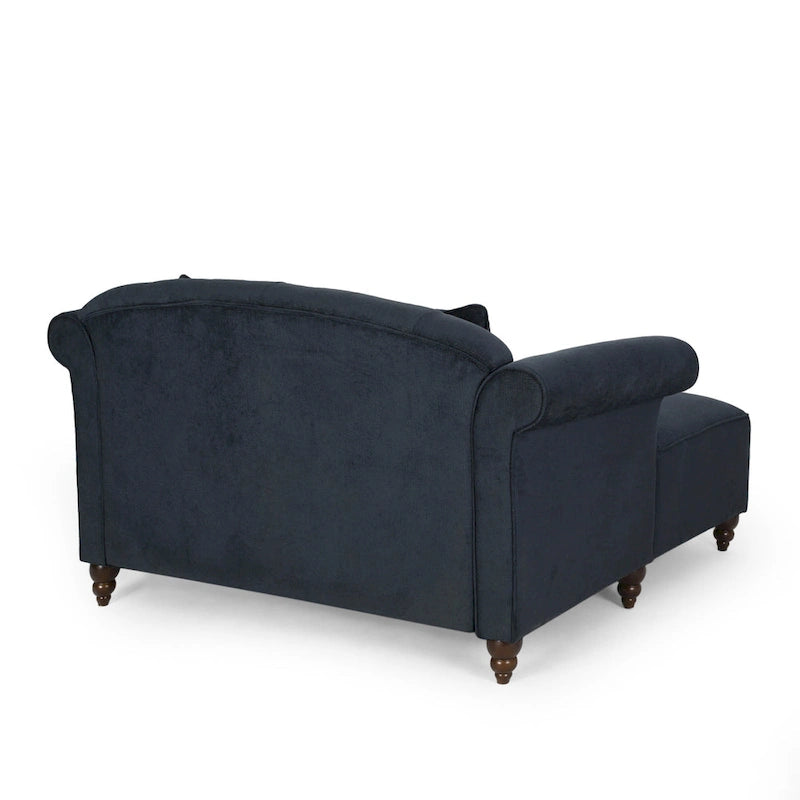 Divanetto con chaise longue imbottito in tessuto color Antracite 66 con gambe in betulla
