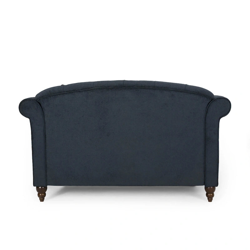 Divanetto con chaise longue imbottito in tessuto color Antracite 66 con gambe in betulla