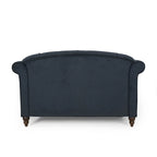 Divanetto con chaise longue imbottito in tessuto color Antracite 66 con gambe in betulla