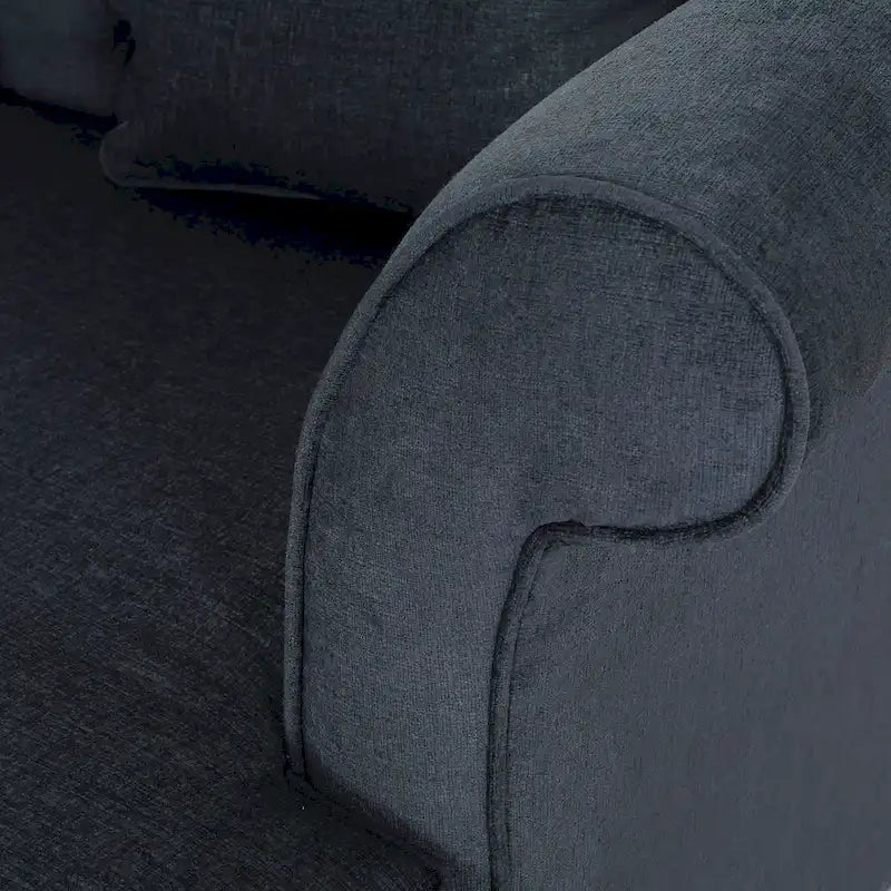 Divanetto con chaise longue imbottito in tessuto color Antracite 66 con gambe in betulla