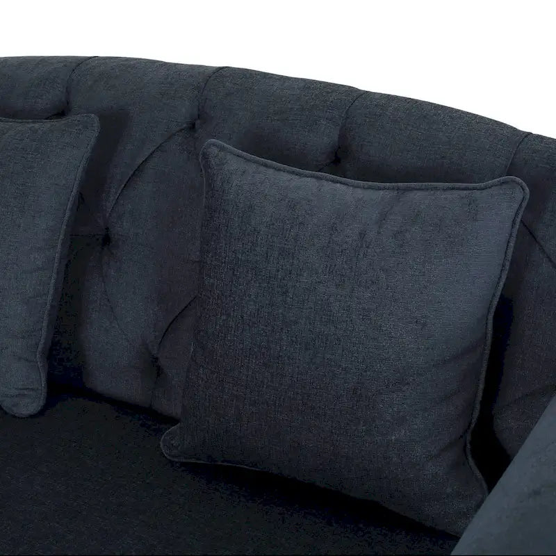 Divanetto con chaise longue imbottito in tessuto color Antracite 66 con gambe in betulla