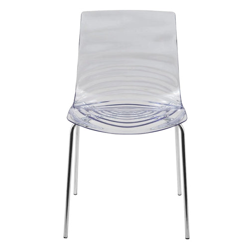 Sedia da pranzo in acrilico con gambe cromate (set da 2) Sedia laterale d'accento moderna