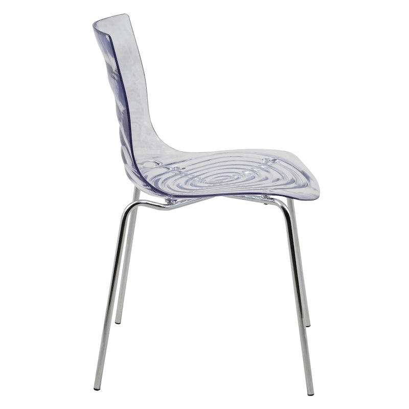 Sedia da pranzo in acrilico con gambe cromate (set da 2) Sedia laterale d'accento moderna