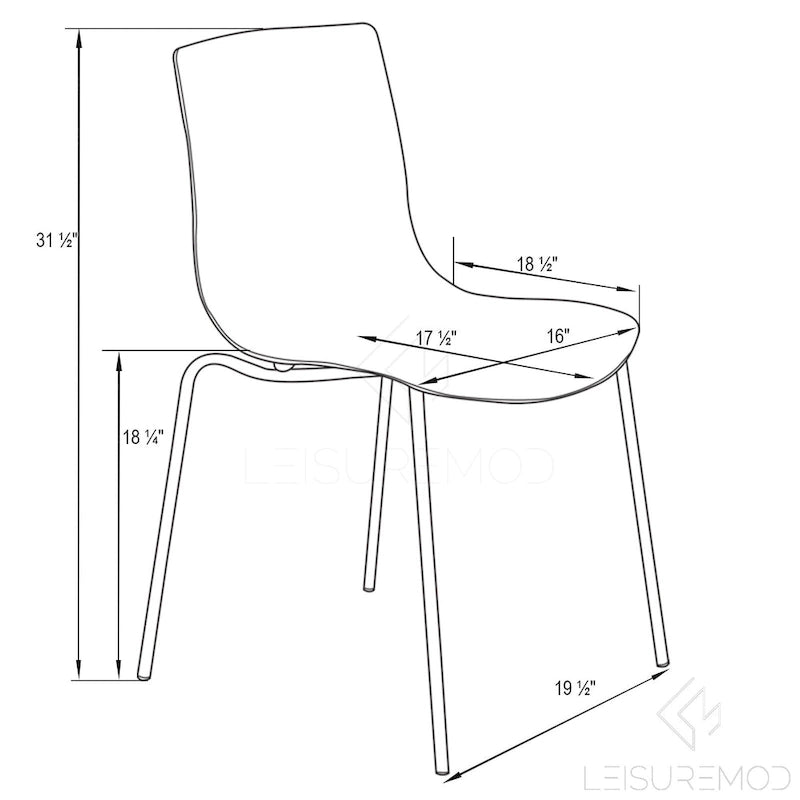 Sedia da pranzo in acrilico con gambe cromate (set da 2) Sedia laterale d'accento moderna
