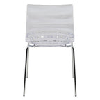 Sedia da pranzo in acrilico con gambe cromate (set da 2) Sedia laterale d'accento moderna