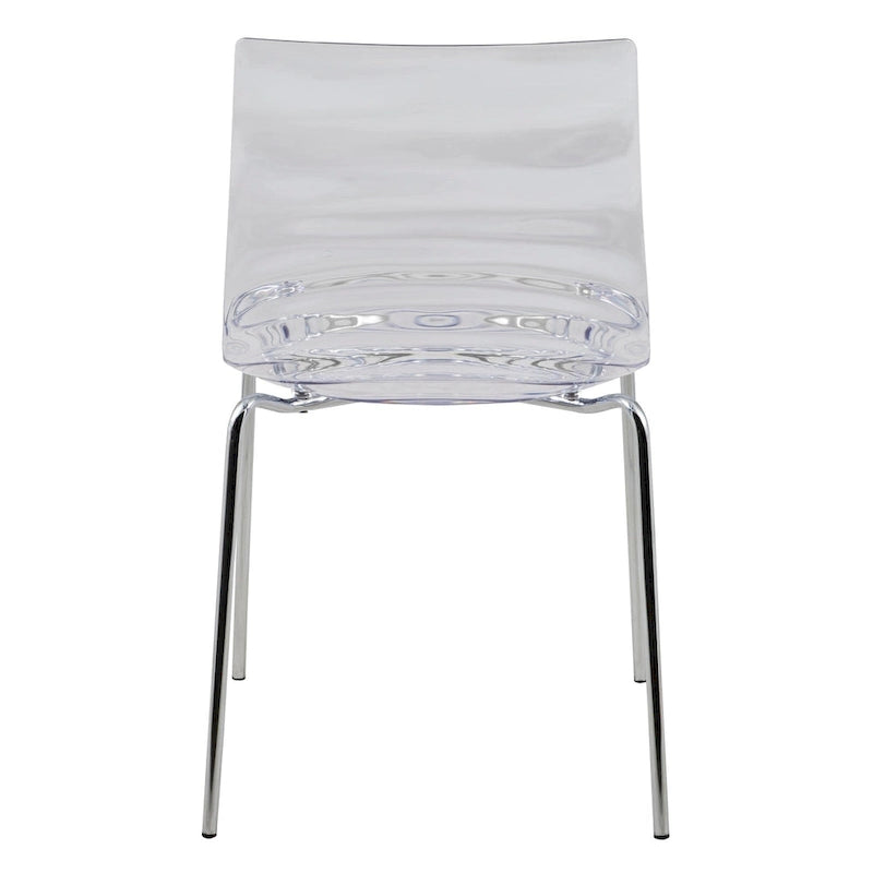 Sedia da pranzo in acrilico con gambe cromate (set da 2) Sedia laterale d'accento moderna
