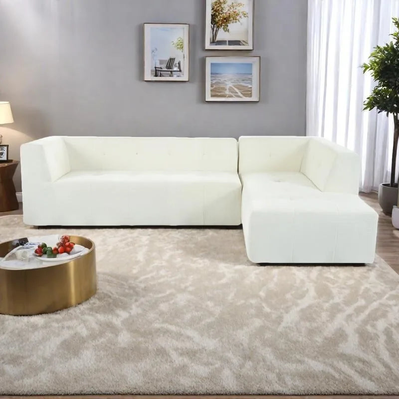 112.2 Divano Letto Modulare a L in ciniglia con Design Libero e Nessun Montaggio Richiesto