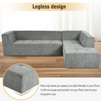 112.2 Divano Letto Modulare a L in ciniglia con Design Libero e Nessun Montaggio Richiesto