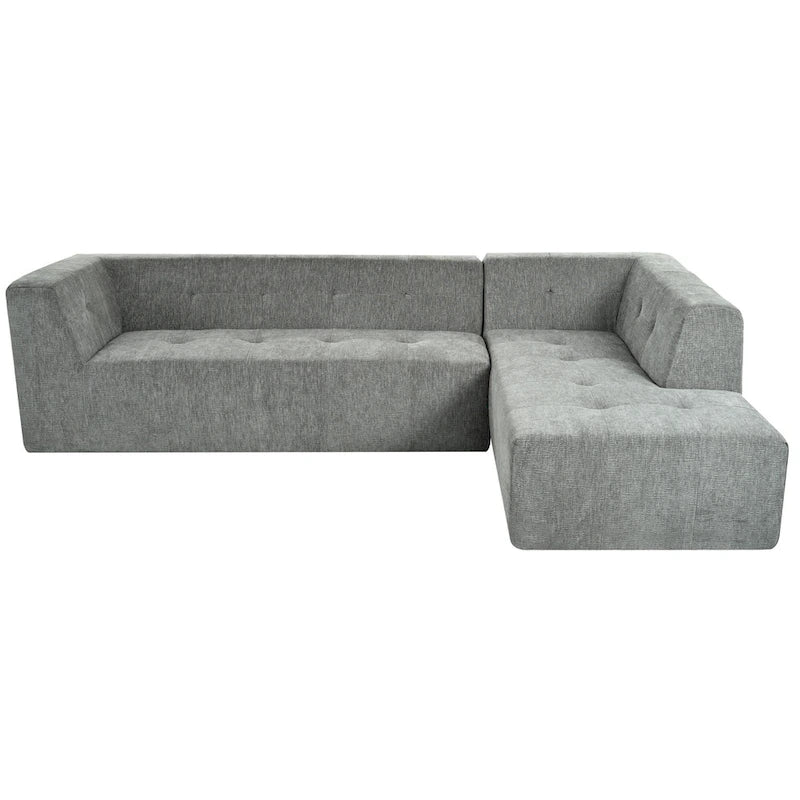 112.2 Divano Letto Modulare a L in ciniglia con Design Libero e Nessun Montaggio Richiesto