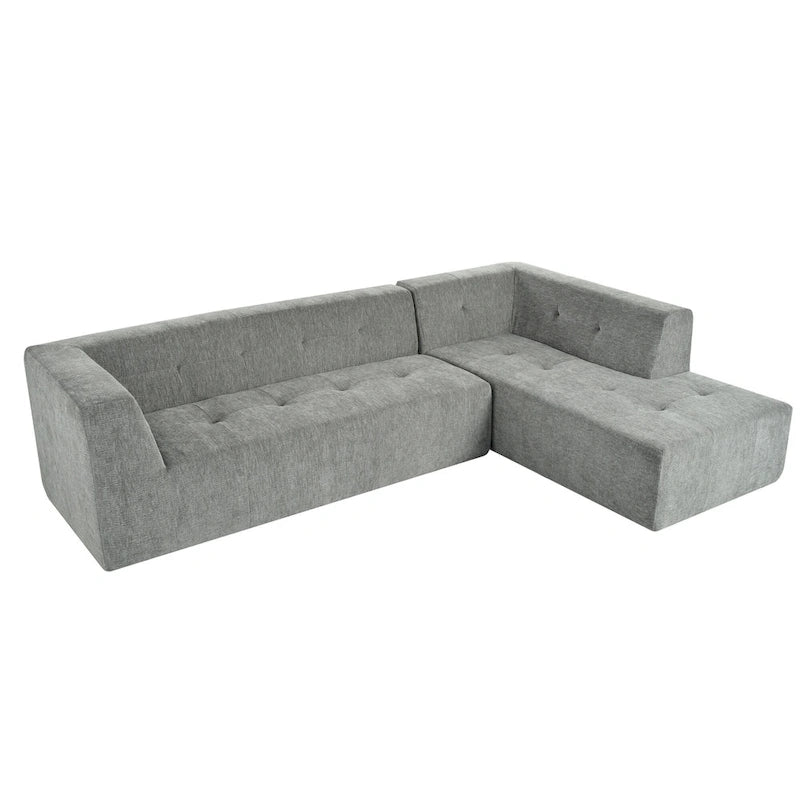 112.2 Divano Letto Modulare a L in ciniglia con Design Libero e Nessun Montaggio Richiesto