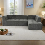 112.2 Divano Letto Modulare a L in ciniglia con Design Libero e Nessun Montaggio Richiesto