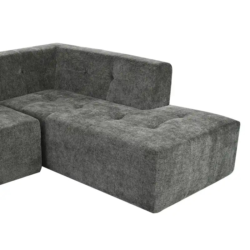 112.2 Divano Letto Modulare a L in ciniglia con Design Libero e Nessun Montaggio Richiesto