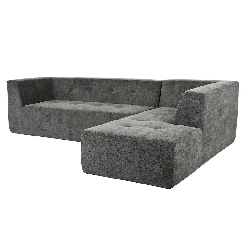 112.2 Divano Letto Modulare a L in ciniglia con Design Libero e Nessun Montaggio Richiesto