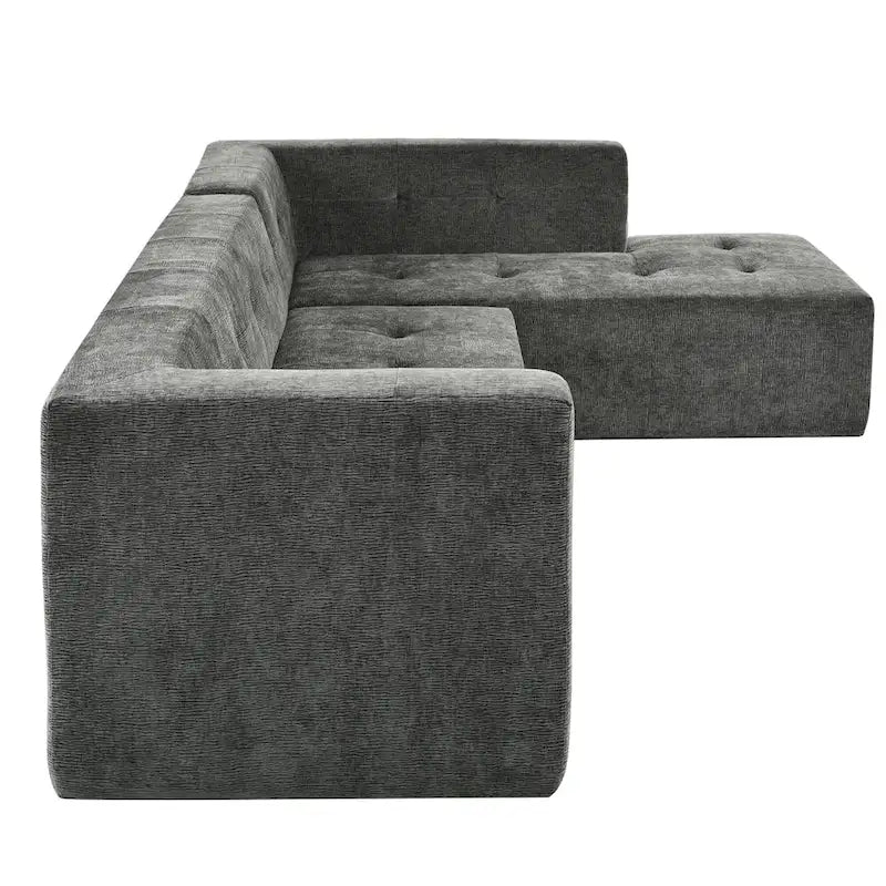 112.2 Divano Letto Modulare a L in ciniglia con Design Libero e Nessun Montaggio Richiesto