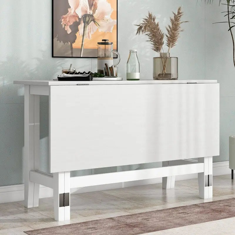 Tavolo da Pranzo Rustico con Ante a Ribalta - Design Salvaspazio in Stile Rustico con Piano in Legno Estensibile - 119.38 cm L x 91.44 cm P x 76.20 cm A