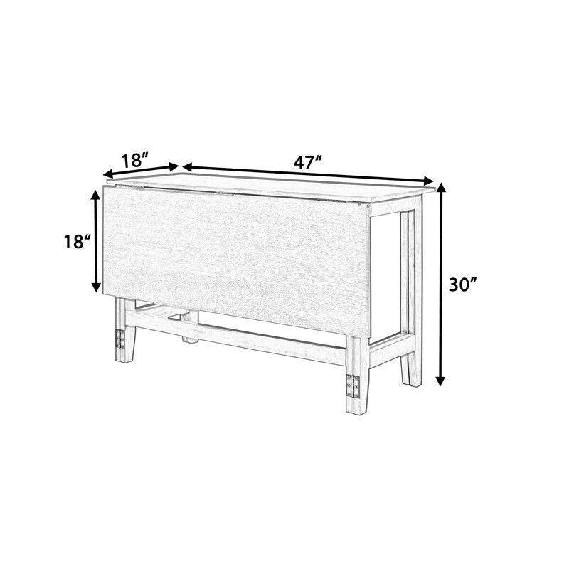 Tavolo da Pranzo Rustico con Ante a Ribalta - Design Salvaspazio in Stile Rustico con Piano in Legno Estensibile - 119.38 cm L x 91.44 cm P x 76.20 cm A