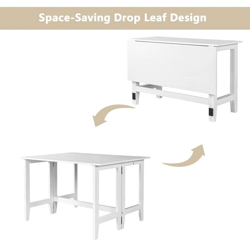Tavolo da Pranzo Rustico con Ante a Ribalta - Design Salvaspazio in Stile Rustico con Piano in Legno Estensibile - 119.38 cm L x 91.44 cm P x 76.20 cm A