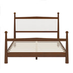 Letto a piattaforma con testiera imbottita in Bouclé, senza bisogno di rete, con doghe in legno, letto a basso profilo - Design minimalista