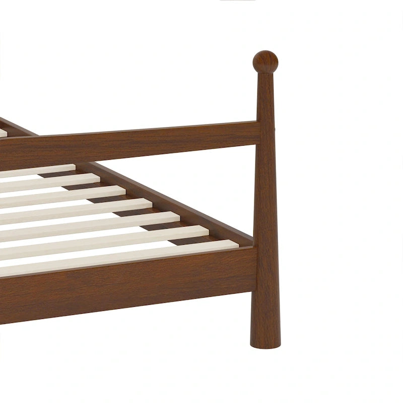 Letto a piattaforma con testiera imbottita in Bouclé, senza bisogno di rete, con doghe in legno, letto a basso profilo - Design minimalista