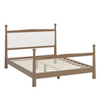 Letto a piattaforma con testiera imbottita in Bouclé, senza bisogno di rete, con doghe in legno, letto a basso profilo - Design minimalista