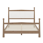Letto a piattaforma con testiera imbottita in Bouclé, senza bisogno di rete, con doghe in legno, letto a basso profilo - Design minimalista