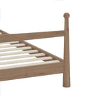 Letto a piattaforma con testiera imbottita in Bouclé, senza bisogno di rete, con doghe in legno, letto a basso profilo - Design minimalista