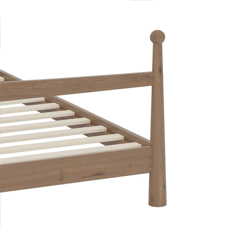 Letto a piattaforma con testiera imbottita in Bouclé, senza bisogno di rete, con doghe in legno, letto a basso profilo - Design minimalista