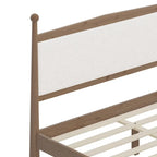 Letto a piattaforma con testiera imbottita in Bouclé, senza bisogno di rete, con doghe in legno, letto a basso profilo - Design minimalista