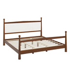Letto a piattaforma con testiera imbottita in Bouclé, senza bisogno di rete, con doghe in legno, letto a basso profilo - Design minimalista