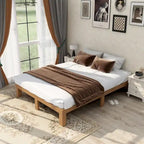 Letto a piattaforma matrimoniale in legno con robuste doghe in legno per camera da letto