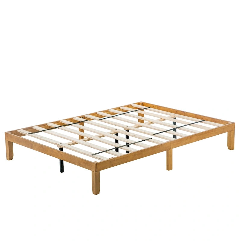 Letto a piattaforma matrimoniale in legno con robuste doghe in legno per camera da letto