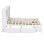 Moderno letto a piattaforma in legno con testiera portaoggetti e 8 cassetti per la camera da letto