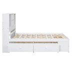 Moderno letto a piattaforma in legno con testiera portaoggetti e 8 cassetti per la camera da letto