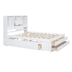 Moderno letto a piattaforma in legno con testiera portaoggetti e 8 cassetti per la camera da letto