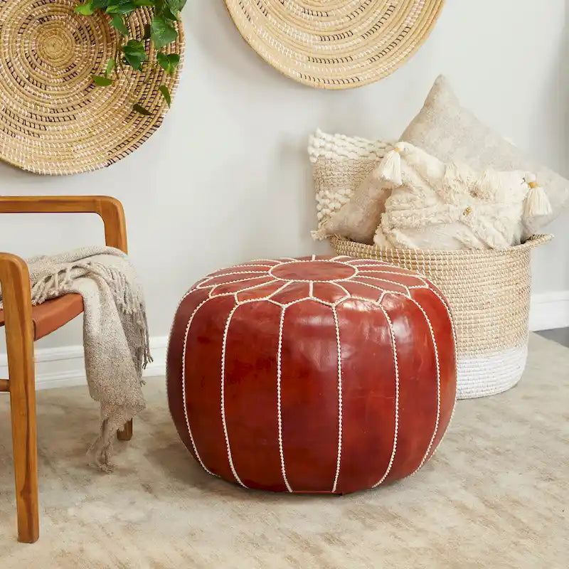 Pouf in pelle bohémien