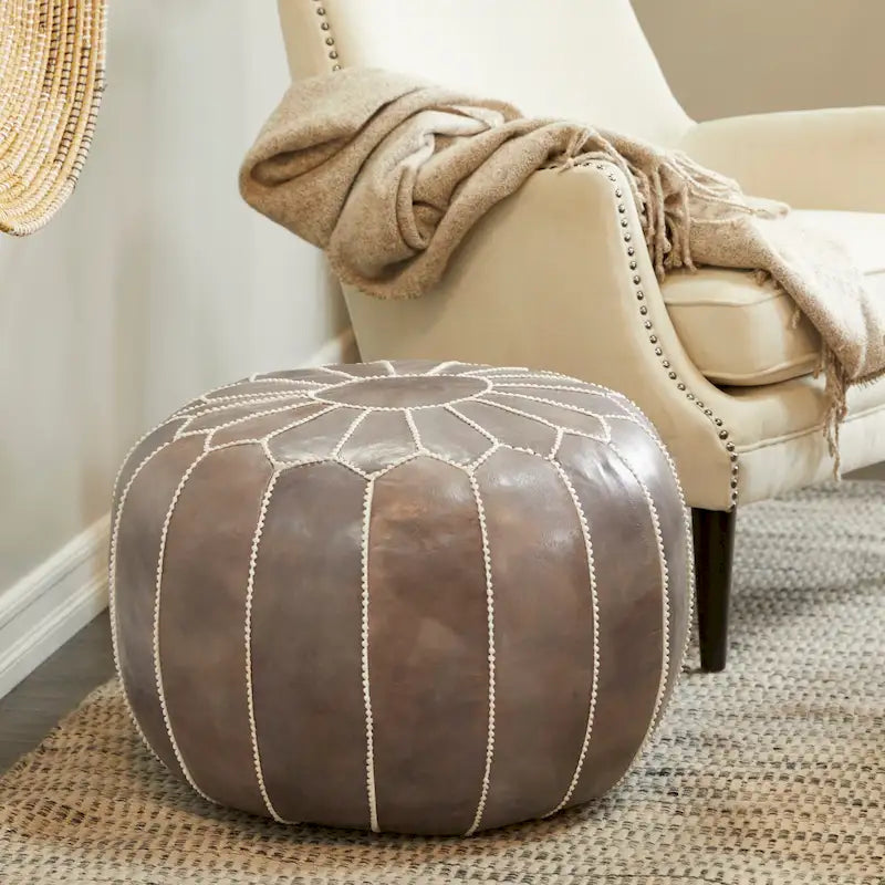 Pouf in pelle bohémien