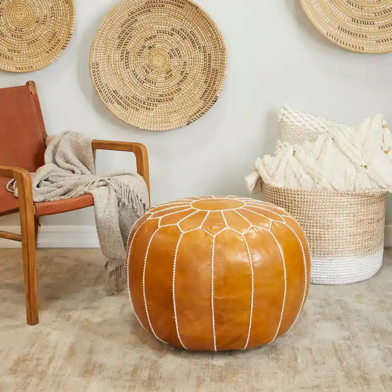 Pouf in pelle bohémien