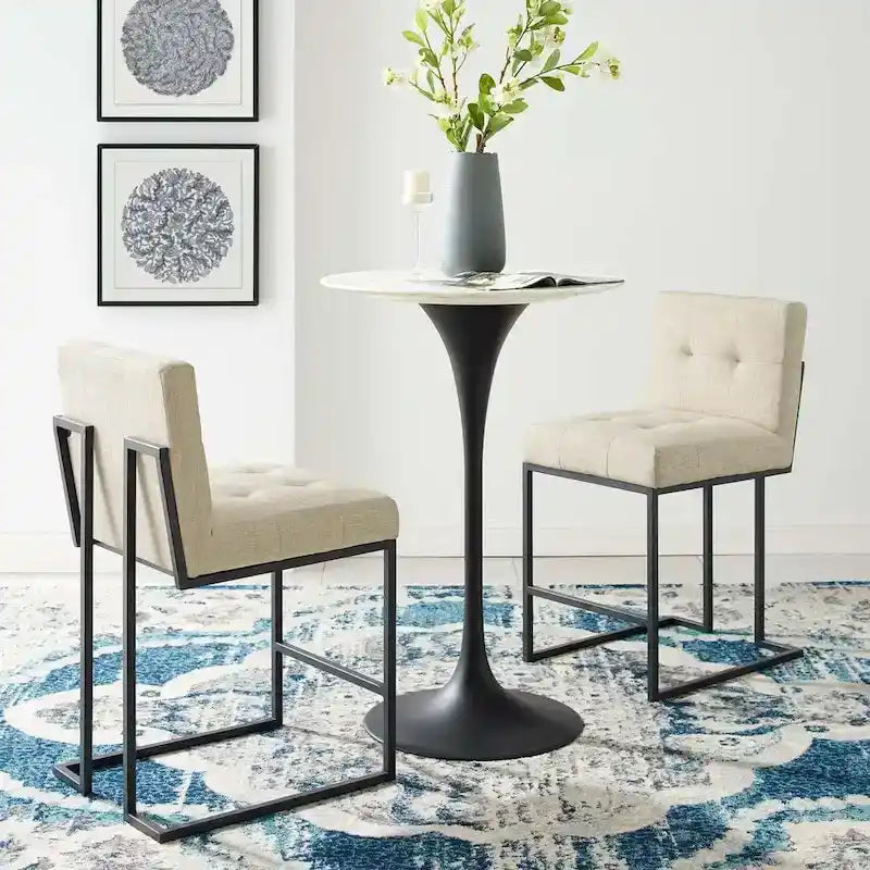 Carson Carrington Kampbo Black Stainless Steel Upholstered Counter Stool (Set of 2) - N/A