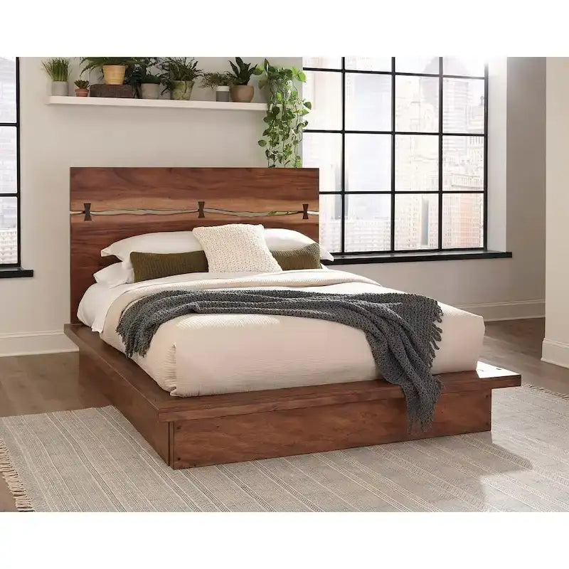 Camera da letto a piattaforma 6 pezzi Smokey Walnut