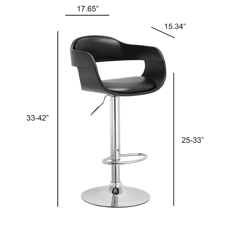 Sgabello da bar Mid-Century Modern marrone girevole regolabile in legno/metallo