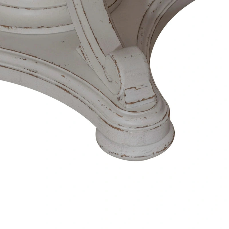 Tavolo Rotondo Bianco Antico e Corteccia Invecchiata
