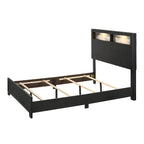 Camera da letto con pannello libreria a LED nera 5 pezzi