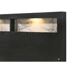 Camera da letto con pannello libreria a LED nera 5 pezzi