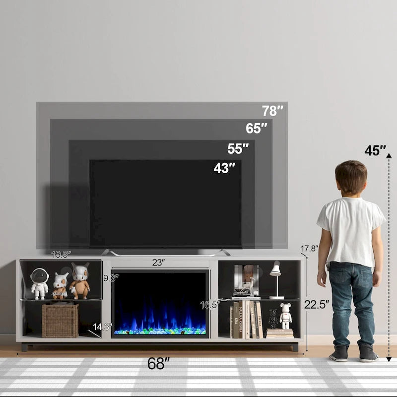 Mobile TV da 68 con caminetto elettrico da 23