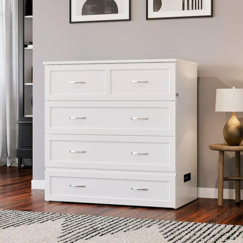 Letto a scomparsa Twin XL con materasso in bianco