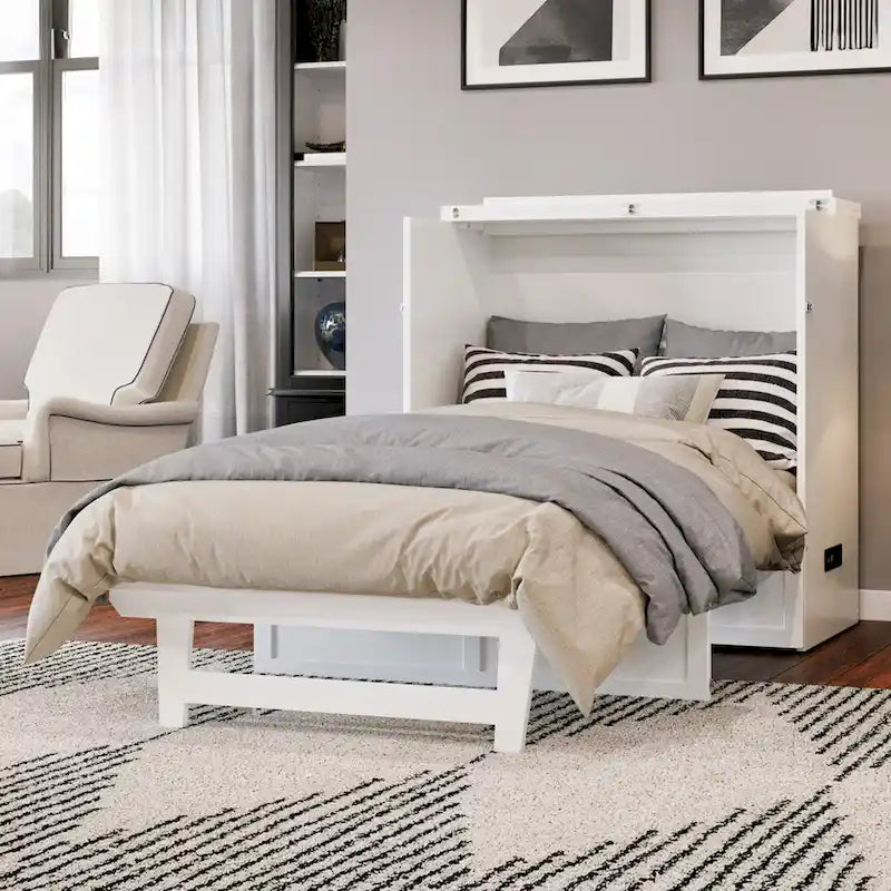 Letto a scomparsa Twin XL con materasso in bianco