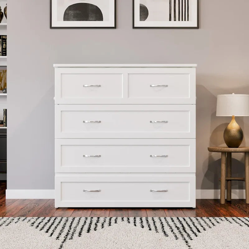 Letto a scomparsa Twin XL con materasso in bianco